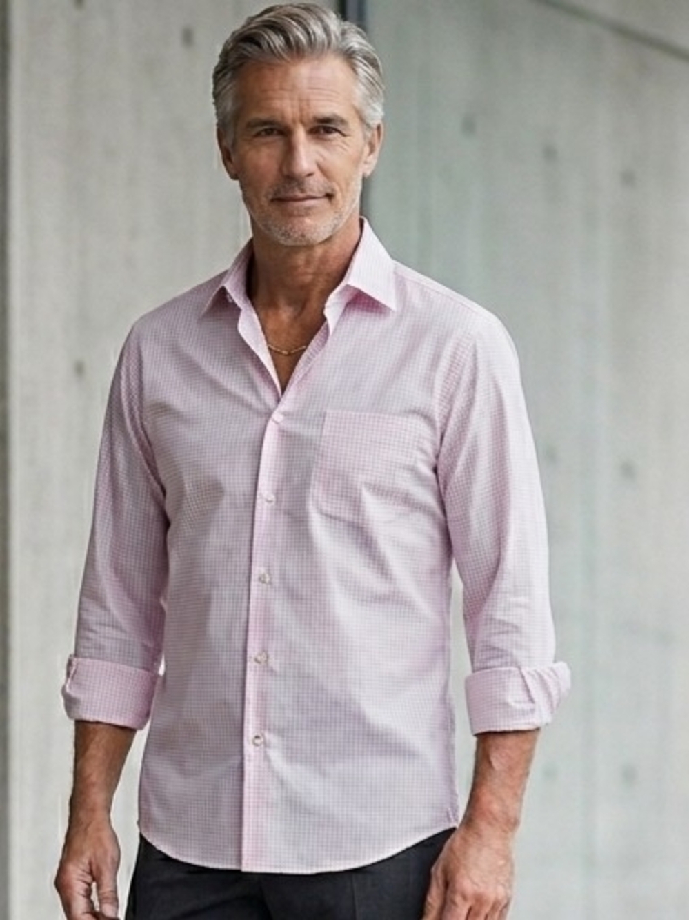 Hugo Boss Light Pink Micro-Check Dress Shirt Size L